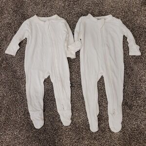 Kyte Baby Newborn White Bamboo Rayon Footed Sleeper Pajamas 2 Pack Dual Zipper